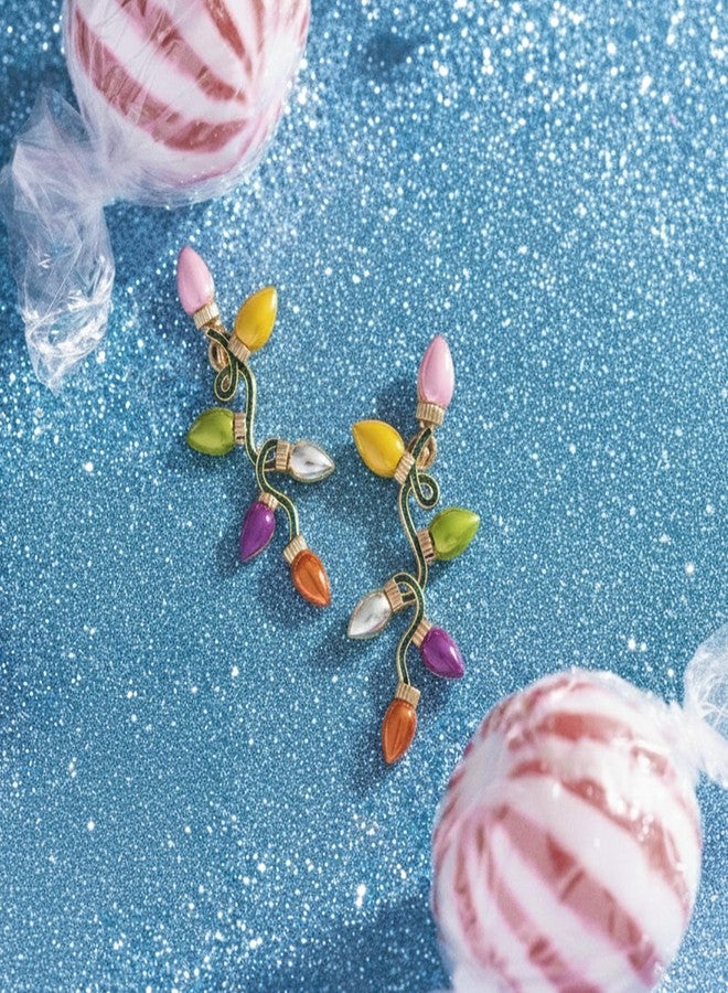 HolidayQbee Christmas Light Earrings Studs for Women Delicate Colorful Light Dangle Earrings Hypoallergenic Cute Drop Earrings for Holiday Party Jewelry Gift - Image 4
